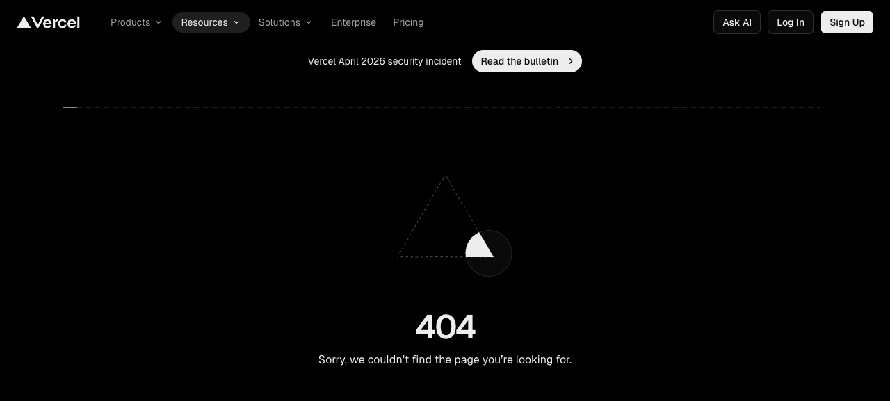 Vercel's official security bulletin confirming the breach