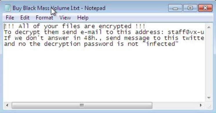 Buy Black Mass Volume I ransom note