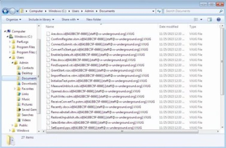 Encrypted documents with .VXUG extension